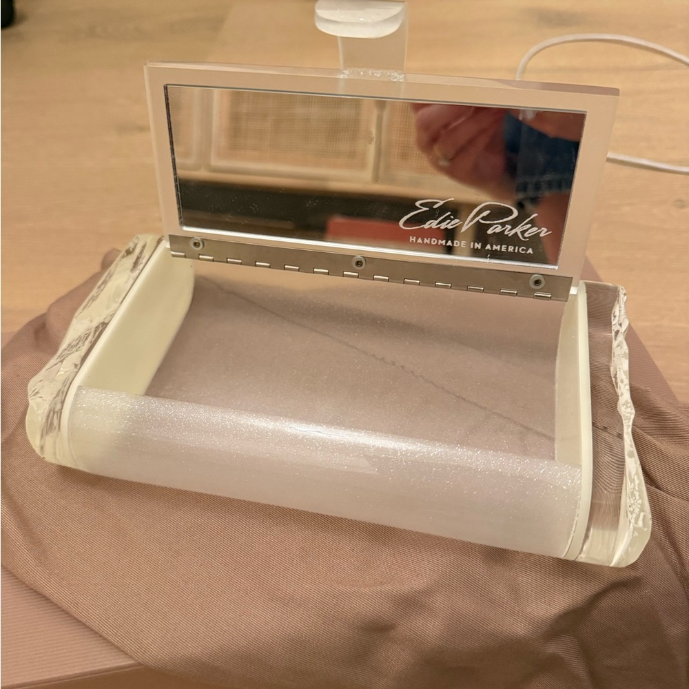 Edie Parker Lara glow in the dark Clear Acrylic Clutch with Mirror